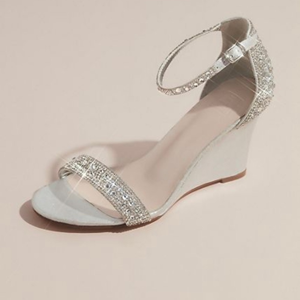 Pave Crystal Embellished Metallic Wedges